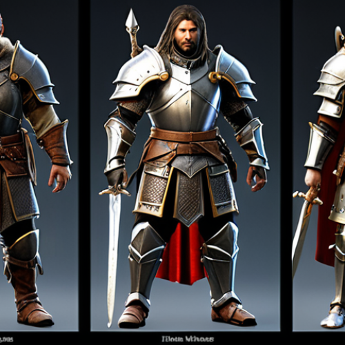 Home 4 **
A character selection screen in Hit2, highlighting diverse classes with unique skills. Include a Polish warrior-type character in shining armor. The background should evoke a fantasy RPG atmosphere, similar to *Wiedźmin*.
**